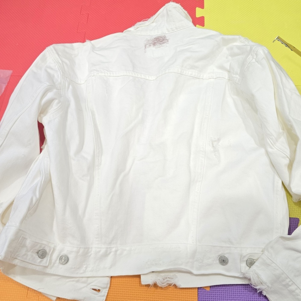 NWT‎ Denim & Supply Ralph Lauren White Distressed Trucker Jacket Womens XL... - Picture 10 of 12